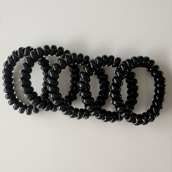 [4/$20] Women telephone Hair Ties Set of 5 - Black - Picture 2 of 2